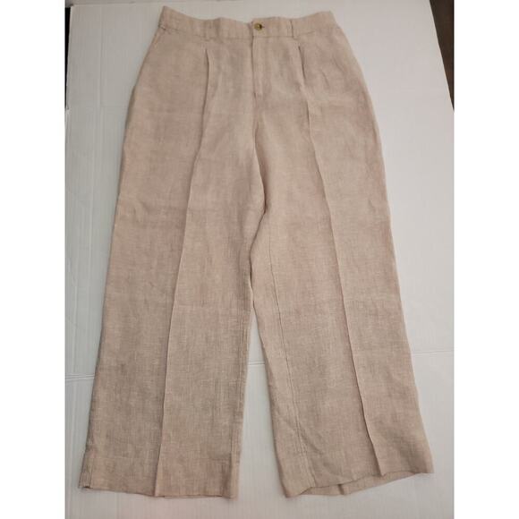 Joie Pants Womens Size XL 100% Linen Straight Wide Leg High Rise Lagenlook - Picture 2 of 10